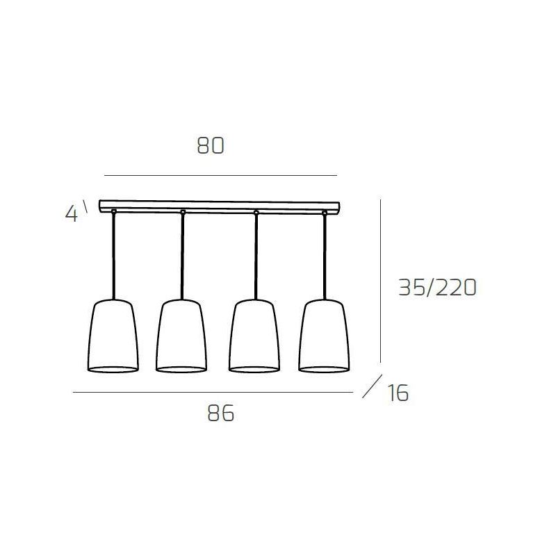 SHADED BINARIO A 4 LUCI IN METALLO CROMATO CON CONI IN VETRO AMBRA CROMO OPPURE RAME Top Light Illuminazione - Cristalensi Shop 