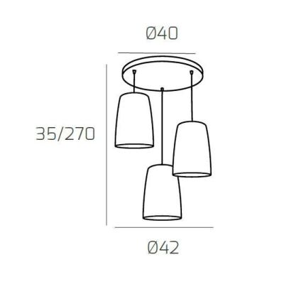 SHADED SOSPENSIONE 3 LUCI IN METALLO CROMATO CON CONI IN VETRO AMBRA CROMO OPPURE RAME Top Light Illuminazione - Cristalensi Sho