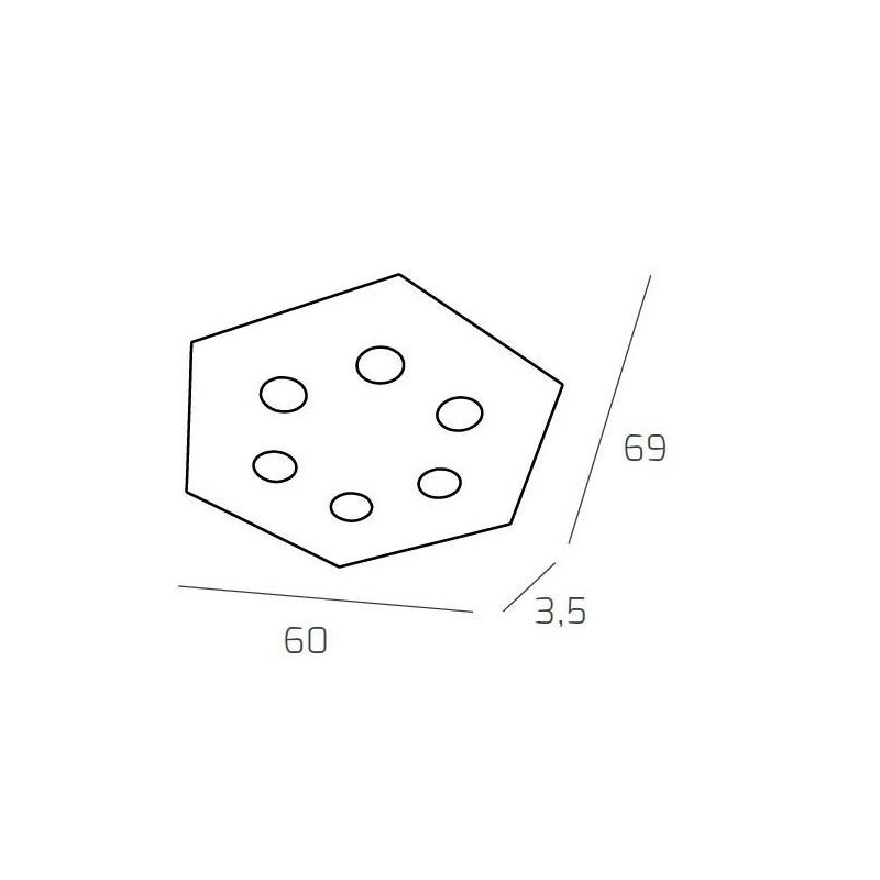 HEXAGON PLAFONIERA ESAGONALE 6 LUCI IN METALLO 8 FINITURE COLORE LAMPADINE GX53 Top Light Illuminazione - Cristalensi Shop Onlin