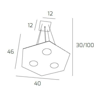 HEXAGON SOSPENSIONE ESAGONALE 4 LUCI IN METALLO IN 8 FINITURE COLORE LAMPADINE ATTACCO GX53 Top Light Illuminazione - Cristalens