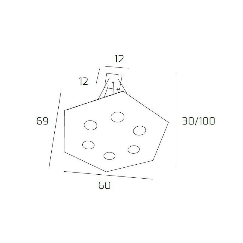 HEXAGON SOSPENSIONE ESAGONALE 7 LUCI IN METALLO IN 8 FINITURE COLORE LAMPADINE ATTACCO GX53 Top Light Illuminazione - Cristalens