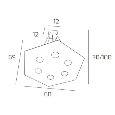 HEXAGON SOSPENSIONE ESAGONALE 7 LUCI IN METALLO IN 8 FINITURE COLORE LAMPADINE ATTACCO GX53 Top Light Illuminazione - Cristalens