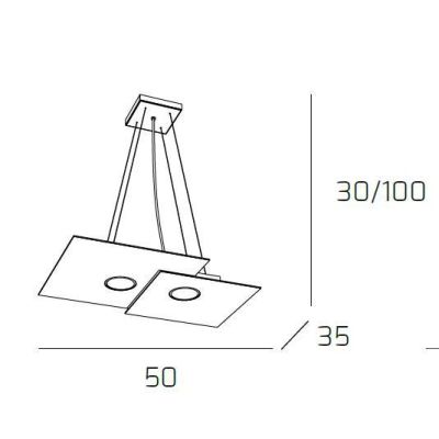 PLATE SOSPENSIONE RETTANGOLARE 3 LUCI IN METALLO 4 COLORI MODERNA LAMPADINE ATTACCO GX53 Top Light Illuminazione - Cristalensi S