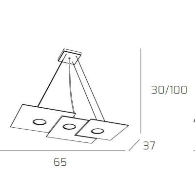 PLATE SOSPENSIONE RETTANGOLARE 5 LUCI IN METALLO 4 COLORI MODERNA LAMPADINE ATTACCO GX53 Top Light Illuminazione - Cristalensi S