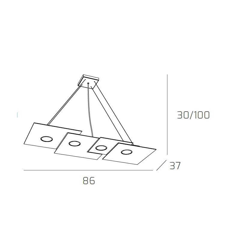 PLATE SOSPENSIONE RETTANGOLARE 7 LUCI IN METALLO 4 COLORI MODERNA LAMPADINE ATTACCO GX53 Top Light Illuminazione - Cristalensi S