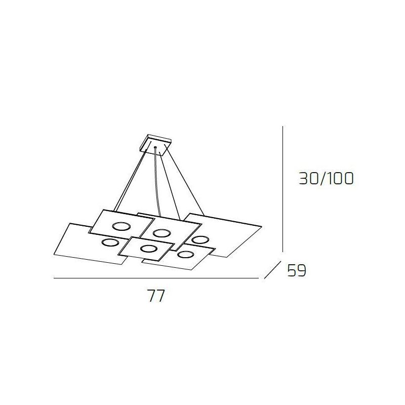PLATE SOSPENSIONE RETTANGOLARE 8 LUCI IN METALLO 4 COLORI MODERNA LAMPADINE ATTACCO GX53 Top Light Illuminazione - Cristalensi S