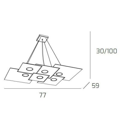 PLATE SOSPENSIONE RETTANGOLARE 8 LUCI IN METALLO 4 COLORI MODERNA LAMPADINE ATTACCO GX53 Top Light Illuminazione - Cristalensi S