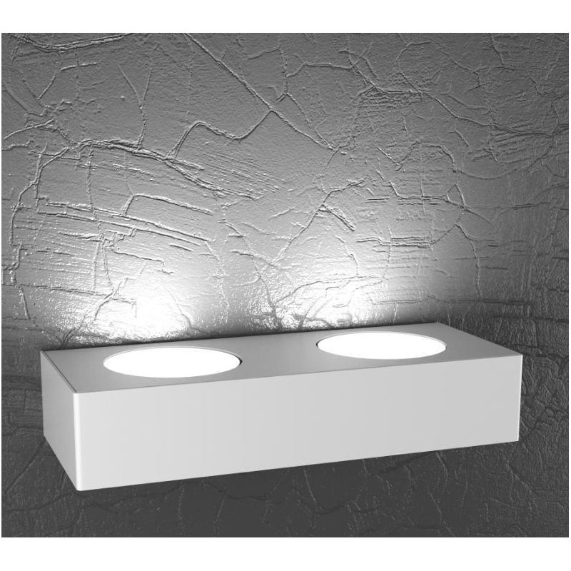 PLATE APPLIQUE RETTANGOLARE MONOEMISSIONE 2 LUCI IN METALLO 4 COLORI LAMPADINE ATTACCO GX53 Top Light Illuminazione - Cristalens