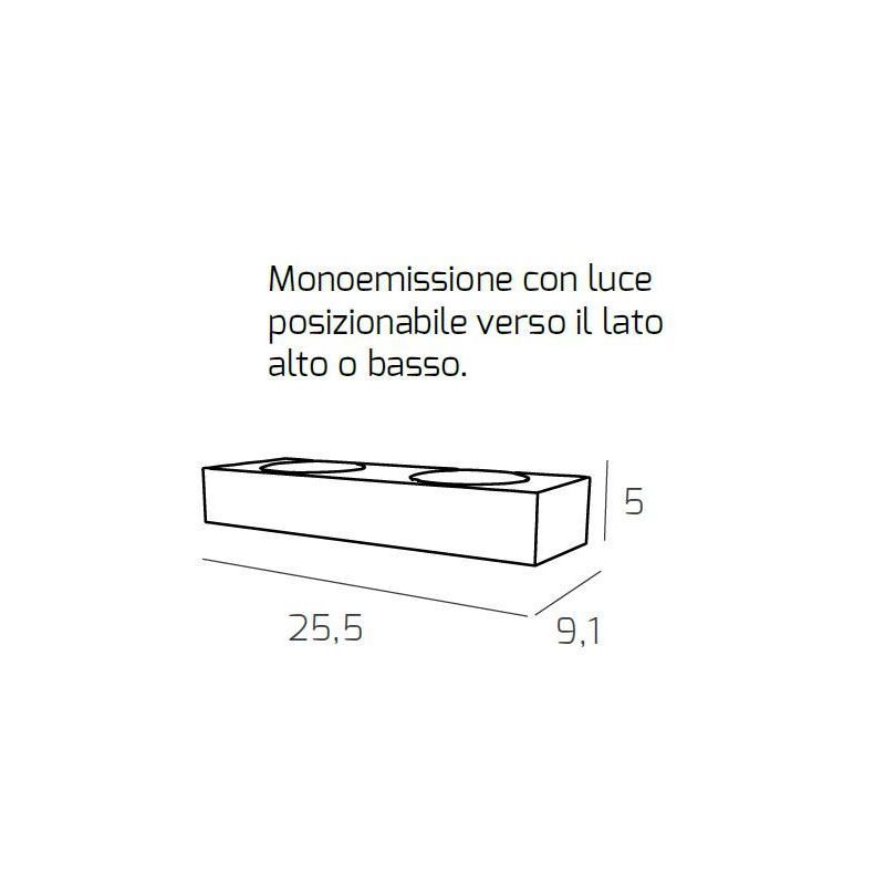 PLATE APPLIQUE RETTANGOLARE MONOEMISSIONE 2 LUCI IN METALLO 4 COLORI LAMPADINE ATTACCO GX53 Top Light Illuminazione - Cristalens