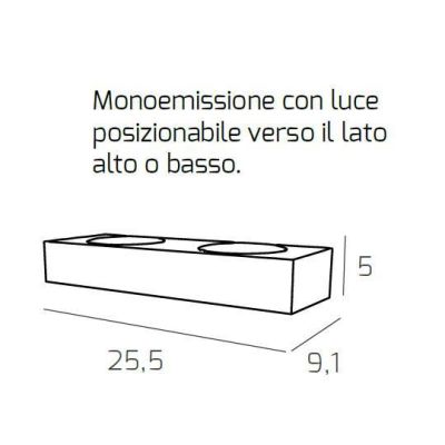 PLATE APPLIQUE RETTANGOLARE MONOEMISSIONE 2 LUCI IN METALLO 4 COLORI LAMPADINE ATTACCO GX53 Top Light Illuminazione - Cristalens