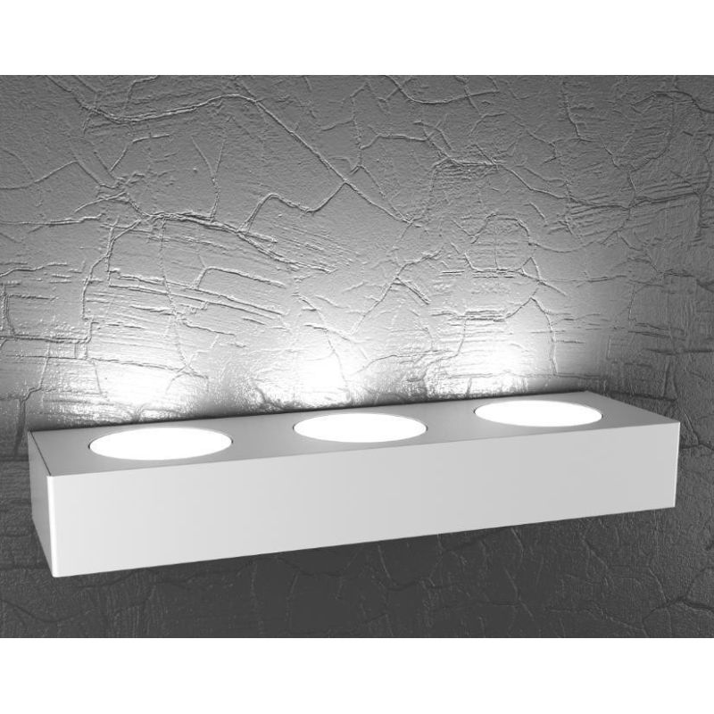 PLATE APPLIQUE RETTANGOLARE MONOEMISSIONE 3 LUCI IN METALLO 4 COLORI LAMPADINE ATTACCO GX53 Top Light Illuminazione - Cristalens