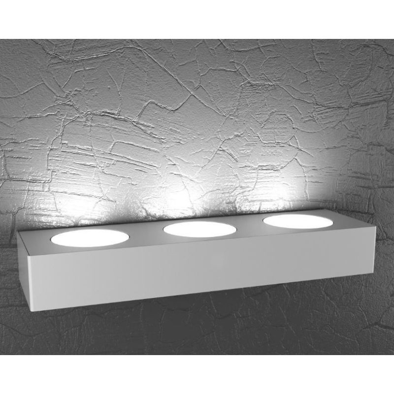 PLATE APPLIQUE RETTANGOLARE MONOEMISSIONE 3 LUCI IN METALLO 4 COLORI LAMPADINE ATTACCO GX53 Top Light Illuminazione - Cristalens