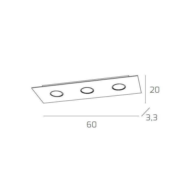 PATH PLAFONIERA RETTANGOLARE 3 COLORI CON 3 LUCI IN VETRO CON LAMPADINE ATTACCO GX53 SOSTITUIBILI Top Light Illuminazione - Cris