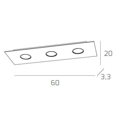 PATH PLAFONIERA RETTANGOLARE 3 COLORI CON 3 LUCI IN VETRO CON LAMPADINE ATTACCO GX53 SOSTITUIBILI Top Light Illuminazione - Cris