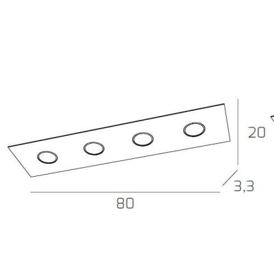 PATH PLAFONIERA RETTANGOLARE 5 COLORI CON 4 LUCI IN VETRO CON LAMPADINE ATTACCO GX53 SOSTITUIBILI Top Light Illuminazione - Cris