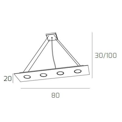 PATH SOSPENSIONE RETTANGOLARE LUCE SOPRA E SOTTO 5 COLORI CON 7 LUCI IN VETRO LAMPADINE GX53 Top Light Illuminazione - Cristalen