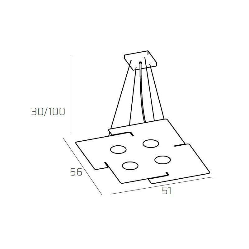 ECHO SOSPENSIONE MODERNA 4 LUCI IN METALLO BIANCO ECONOMICA CON ATTACCO LAMPADINE GX53 Top Light Illuminazione - Cristalensi Sho