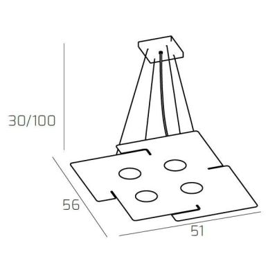 ECHO SOSPENSIONE MODERNA 4 LUCI IN METALLO BIANCO ECONOMICA CON ATTACCO LAMPADINE GX53 Top Light Illuminazione - Cristalensi Sho