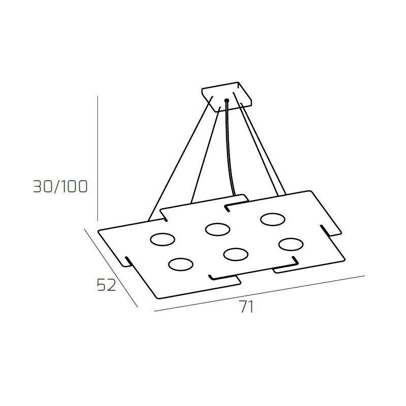 ECHO SOSPENSIONE 6 LUCI MODERNA ED ECONOMICA IN METALLO BIANCO CON ATTACCO LAMPADINE GX53 Top Light Illuminazione - Cristalensi 