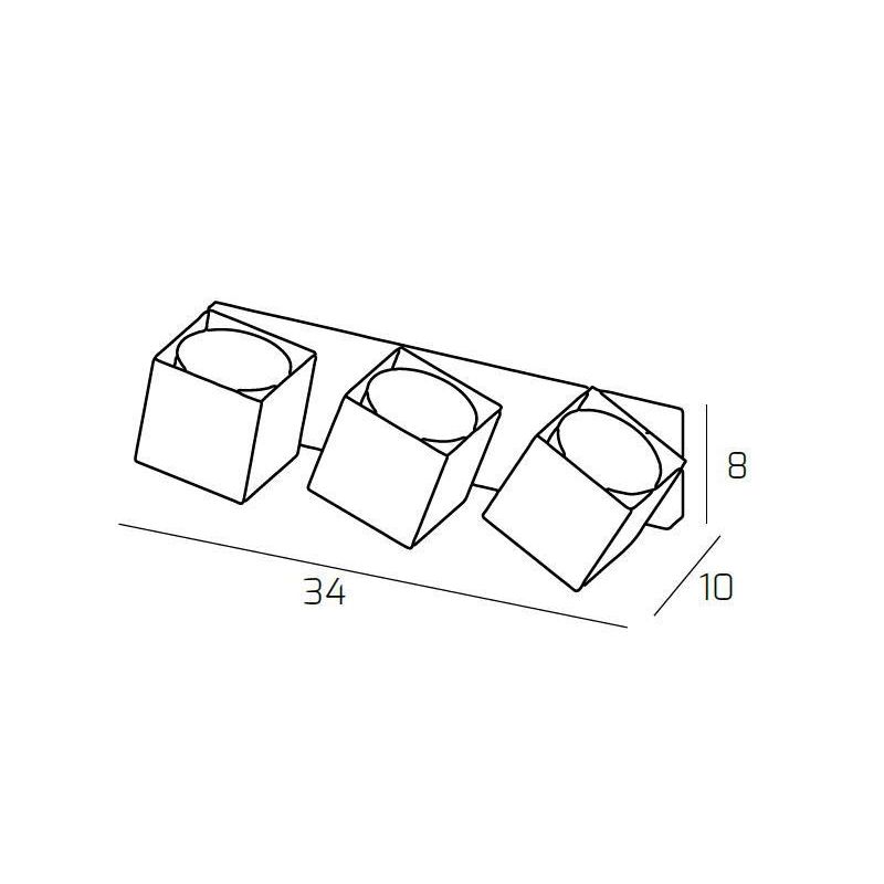 ROTATION LAMPADA DA PARETE CON 3 DIFFUSORI ORIENTABILI IN METALLO 4 COLORI LAMPADINA GX53 Top Light Illuminazione - Cristalensi 