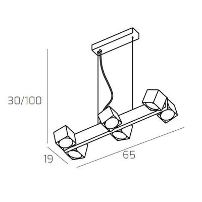 ROTATION SOSPENSIONE MODERNA CON 6 DIFFUSORI ORIENTABILI IN METALLO 4 COLORI LAMPADINE GX53 Top Light Illuminazione - Cristalens
