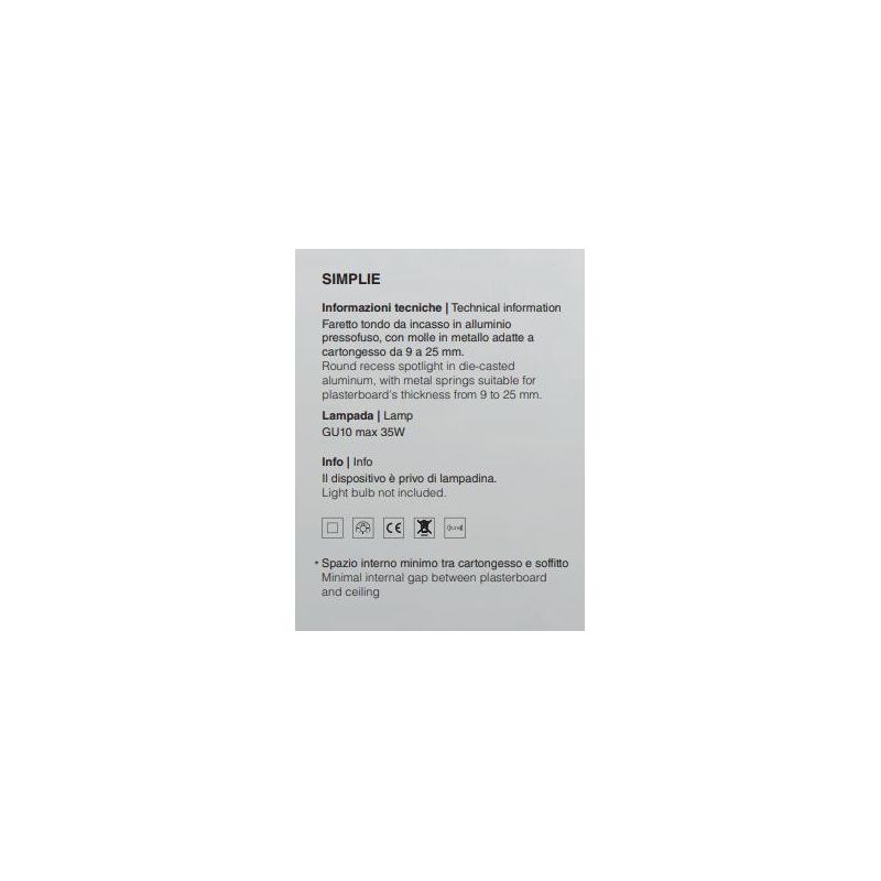712 SIMPLIE FARETTO CONO DA INCASSO IN ALLUMINIO VERNICIATO DI BIANCO, NERO O ORO ATTACCO GU10 ISYLUCE - Cristalensi Shop Online