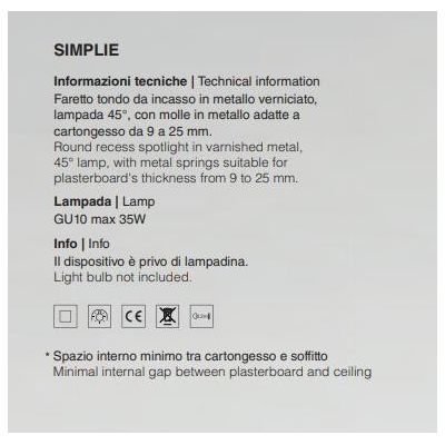 714 SIMPLIE FARETTO TONDO DA INCASSO IN ALLUMINIO VERNICIATO BIANCO O NERO ATTACCO GU10 ISYLUCE - Cristalensi Shop Online