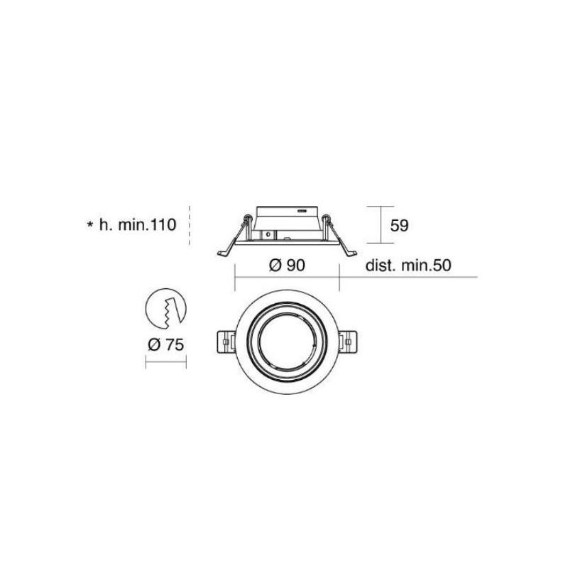 715 SIMPLIE FARETTO DA INCASSO ROTONDO IN ALLUMINIO BIANCO O NERO CON INTERNO ORO ATTACCO GU10 ISYLUCE - Cristalensi Shop Online