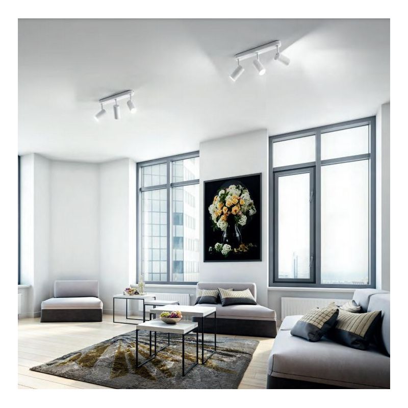 758 SPOT CON 3 LUCI ORIENTABILI IN ALLUMINIO BIANCO O NERO CON PORTALAMPADE GU10 DI ISYLUCE ISYLUCE - Cristalensi Shop Online