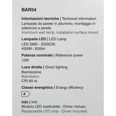 BAR54 APPLIQUE DA ESTERNO BIEMISSIONE IP54 LED 12W LUCE 3000K O 4000K BIANCA ANTRACITE O CORTEN ISYLUCE - Cristalensi Shop Onlin