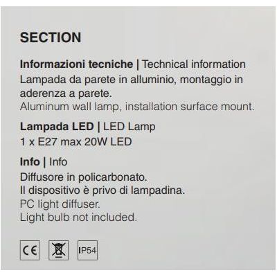 SECTION APPLIQUE DA ESTERNO IP54 BIANCA ANTRACITE O CORTEN DESIGN MODERNO ATTACCO E27 ISYLUCE - Cristalensi Shop Online