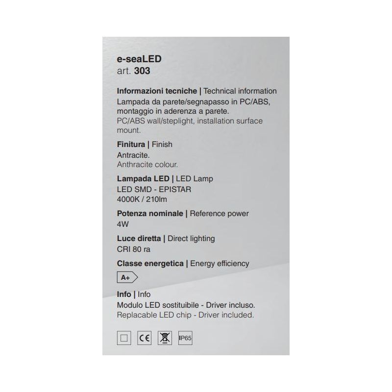 303 APPLIQUE DA ESTERNO ANTI SALSEDINE IP65 LED 4W 3000K O 4000K BIANCO E ANTRACITE ECONOMICA ISYLUCE - Cristalensi Shop Online