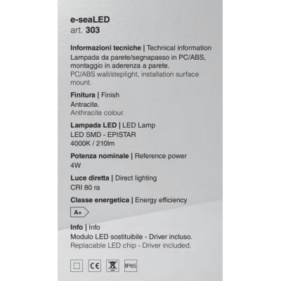 303 APPLIQUE DA ESTERNO ANTI SALSEDINE IP65 LED 4W 3000K O 4000K BIANCO E ANTRACITE ECONOMICA ISYLUCE - Cristalensi Shop Online
