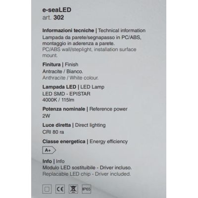 302 SEGNAPASSO DA ESTERNI ANTI SALSEDINE IP65 LED 2W 3000K O 4000K BIANCO E ANTRACITE SENZA SCASSO ISYLUCE - Cristalensi Shop On