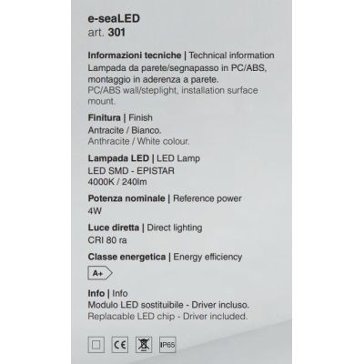 301 SEGNAPASSO DA ESTERNI ANTI SALSEDINE IP65 LED 4W 3000K O 4000K BIANCO E ANTRACITE SENZA SCASSO ISYLUCE - Cristalensi Shop On