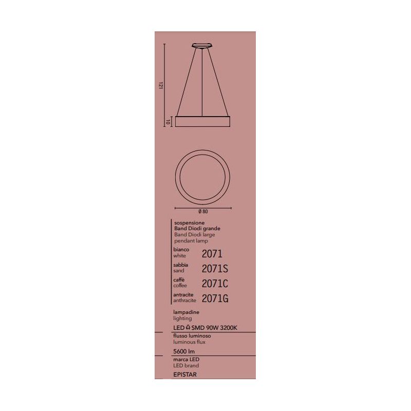 BAND AFFRALUX LAMPADARIO GRANDE AD ANELLO MODERNO LED 90W 3200K 4 COLORI AFFRALUX - Cristalensi Shop Online