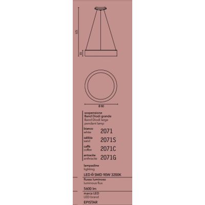 BAND AFFRALUX LAMPADARIO GRANDE AD ANELLO MODERNO LED 90W 3200K 4 COLORI AFFRALUX - Cristalensi Shop Online