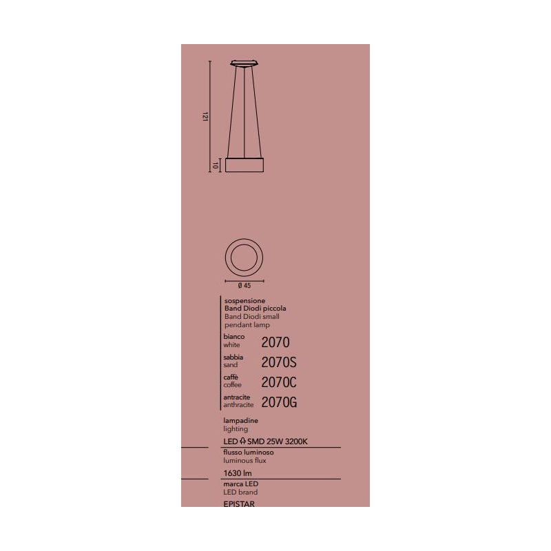 2070 BAND AFFRALUX LAMPADARIO PICCOLO AD ANELLO LED 25W LUCE 3200K 4 COLORI AFFRALUX - Cristalensi Shop Online