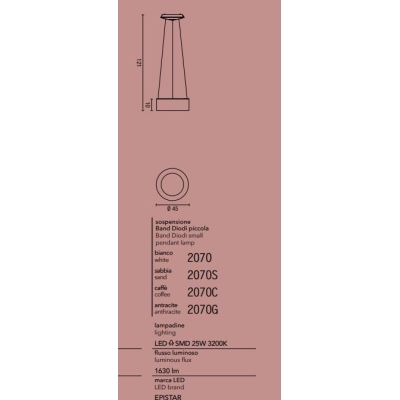2070 BAND AFFRALUX LAMPADARIO PICCOLO AD ANELLO LED 25W LUCE 3200K 4 COLORI AFFRALUX - Cristalensi Shop Online