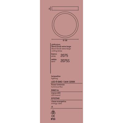 2075 BAND PLAFONIERA AFFRALUX AD ANELLO EXTRA LARGE MODERNA LED 136W LUCE 3200K BIANCO O SABBIA AFFRALUX - Cristalensi Shop Onli