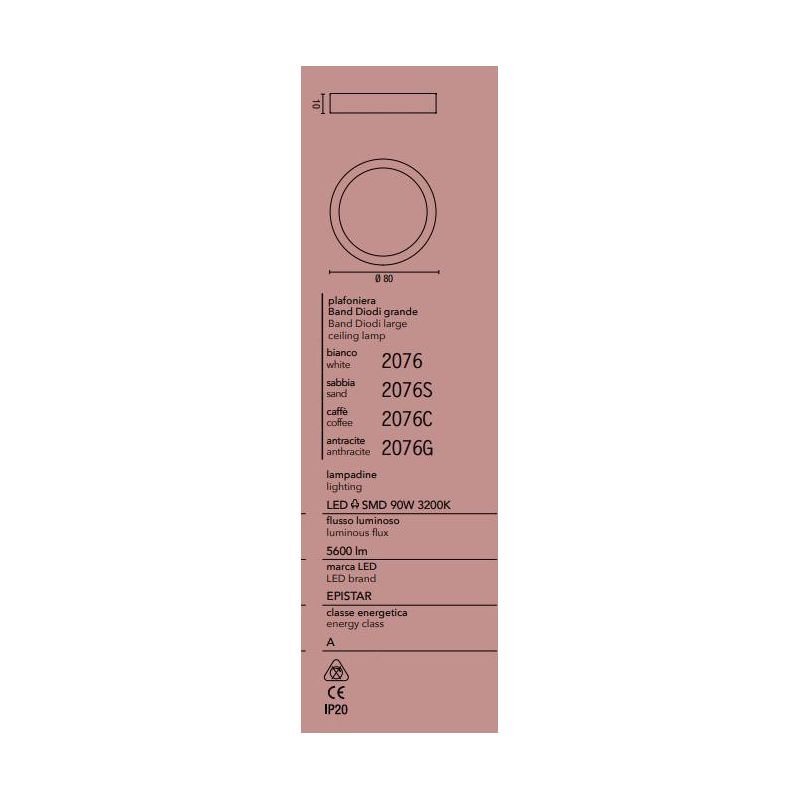 2076 BAND PLAFONIERA AFFRALUX AD ANELLO GRANDE 4 COLORI MODERNA LED 90W LUCE 3200K AFFRALUX - Cristalensi Shop Online