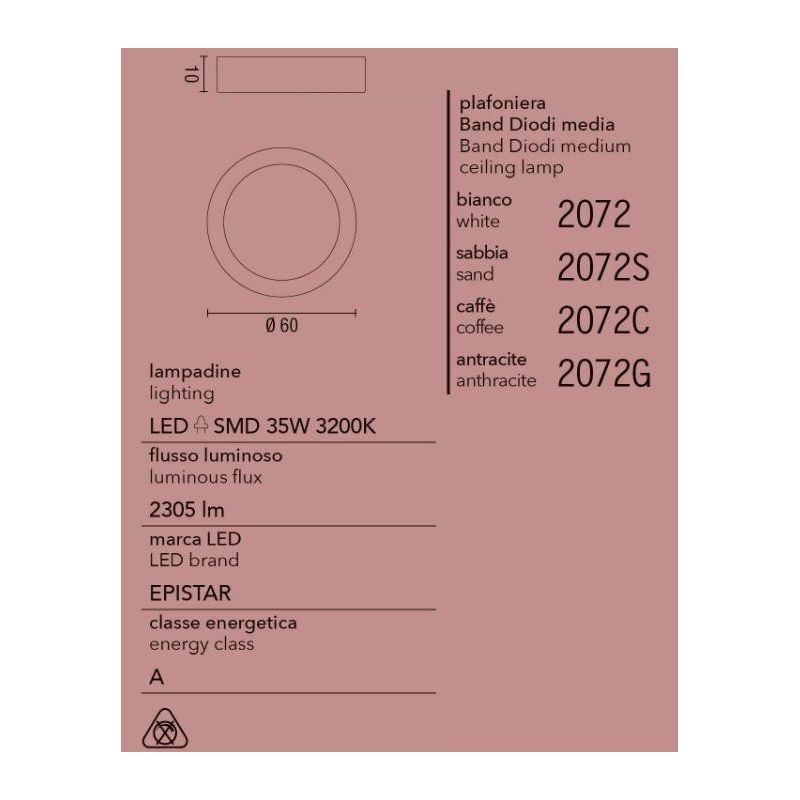 2072 BAND PLAFONIERA AFFRALUX AD ANELLO MEDIO 4 COLORI MODERNA LED 35W AFFRALUX - Cristalensi Shop Online