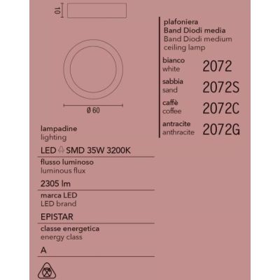 2072 BAND PLAFONIERA AFFRALUX AD ANELLO MEDIO 4 COLORI MODERNA LED 35W AFFRALUX - Cristalensi Shop Online