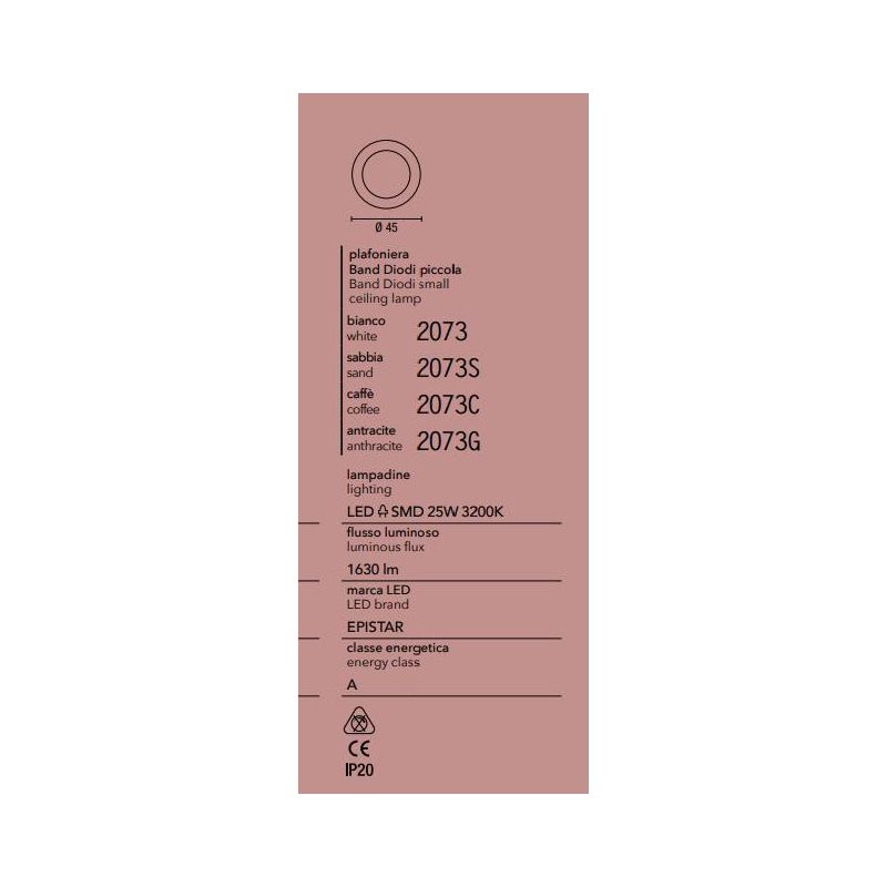 2073 BAND PLAFONIERA AFFRALUX AD ANELLO PICCOLO 4 COLORI MODERNA LED 25W LUCE 3200K AFFRALUX - Cristalensi Shop Online
