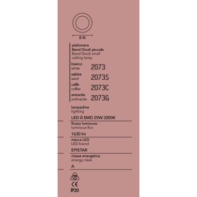 2073 BAND PLAFONIERA AFFRALUX AD ANELLO PICCOLO 4 COLORI MODERNA LED 25W LUCE 3200K AFFRALUX - Cristalensi Shop Online
