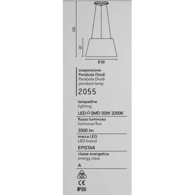 2055 AFFRALUX SOSPENSIONE MODERNA IN METALLO BIANCO DIAMETRO 60 CM CON LED INTEGRATO DA 50W AFFRALUX - Cristalensi Shop Online