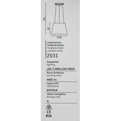 2031 AFFRALUX SOSPENSIONE MODERNA IN METALLO BIANCO DIAMETRO 55 CM CON LED INTEGRATO DA 63W AFFRALUX - Cristalensi Shop Online