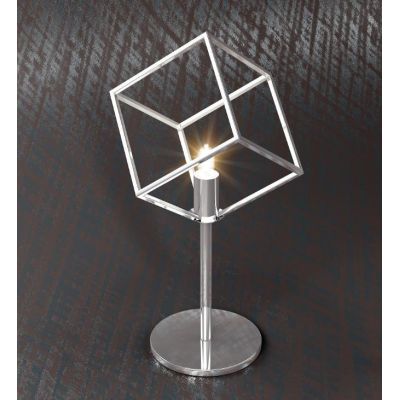 FRAME LAMPADA DA TAVOLO MODERNO A CUBO IN METALLO CROMO LAMPADINA ATTACCO G9 Top Light Illuminazione - Cristalensi Shop Online