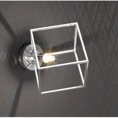 FRAME APPLIQUE MODERNA A FORMA DI CUBO IN METALLO CROMATO CON LAMPADINA ATTACCO G9 Top Light Illuminazione - Cristalensi Shop On