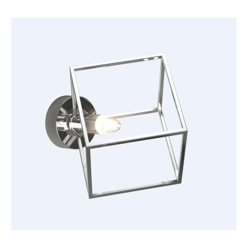 FRAME APPLIQUE MODERNA A FORMA DI CUBO IN METALLO CROMATO CON LAMPADINA ATTACCO G9 Top Light Illuminazione - Cristalensi Shop On